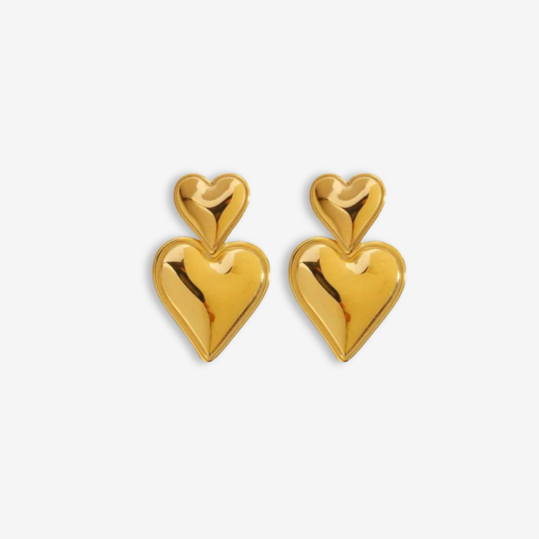 Double Heart Statement Earrings