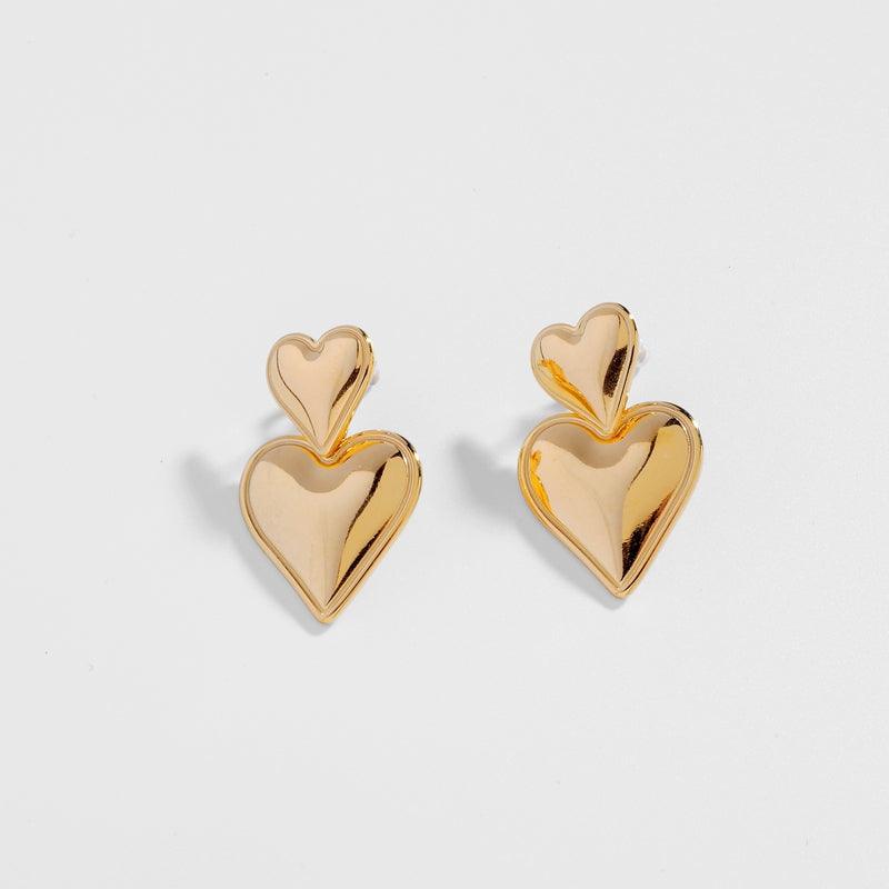 Double Heart Statement Earrings