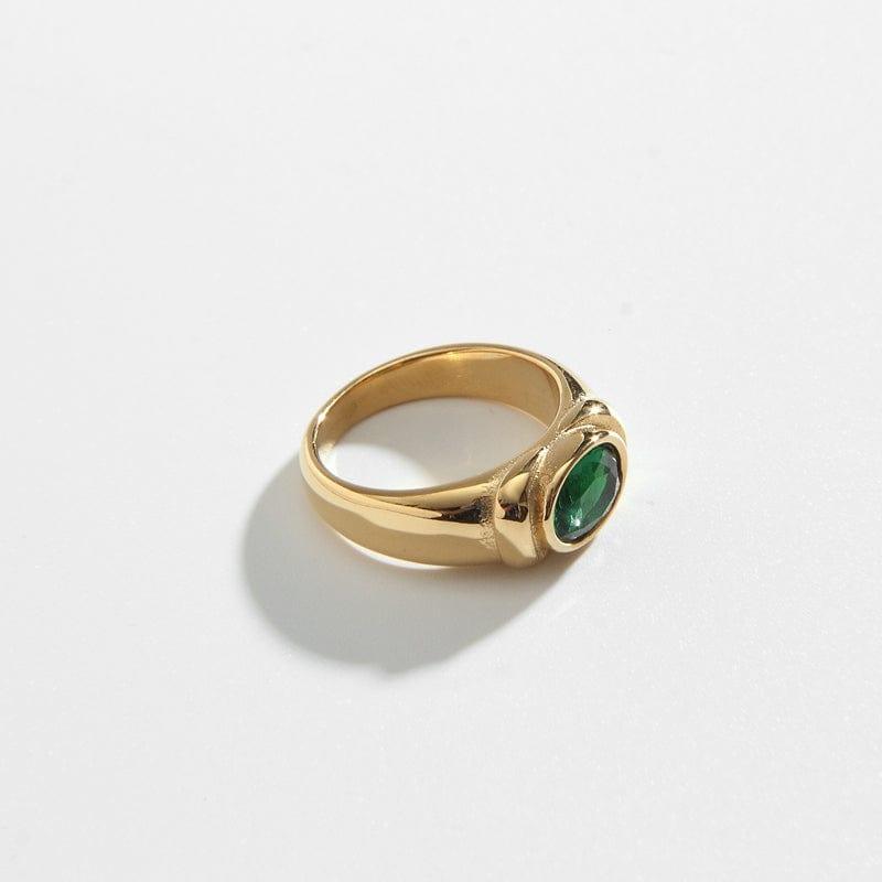 Bold Emerald Signet Ring - Biella Vintage