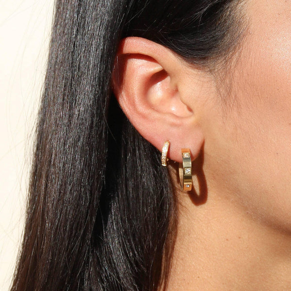 Vintage diamond discount hoop earrings
