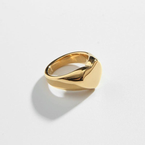 Heart Signet Ring 18k Gold Plated Ring Biella Vintage