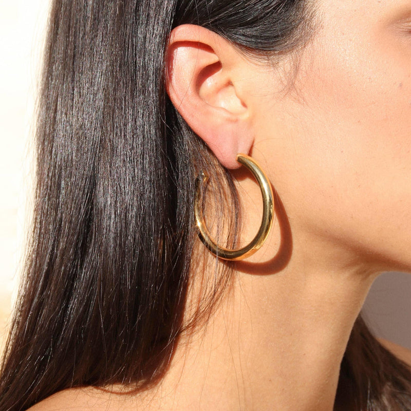 D Louise Gold Tone Classic Tube Hoops