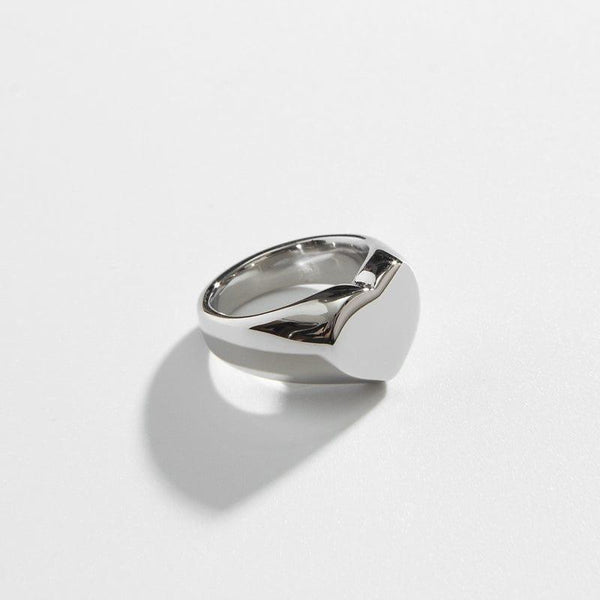 Silver Heart Signet Ring - Biella Vintage