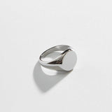 Silver Mini Round Signet Ring - Biella Vintage